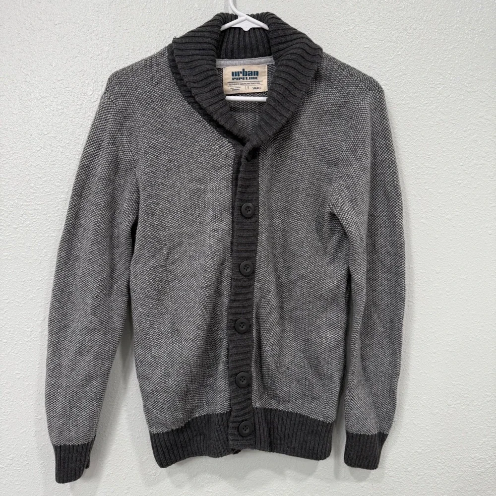 Urban Pipeline Gray Textured Shawl Collar‎ Cardigan Sweater Small